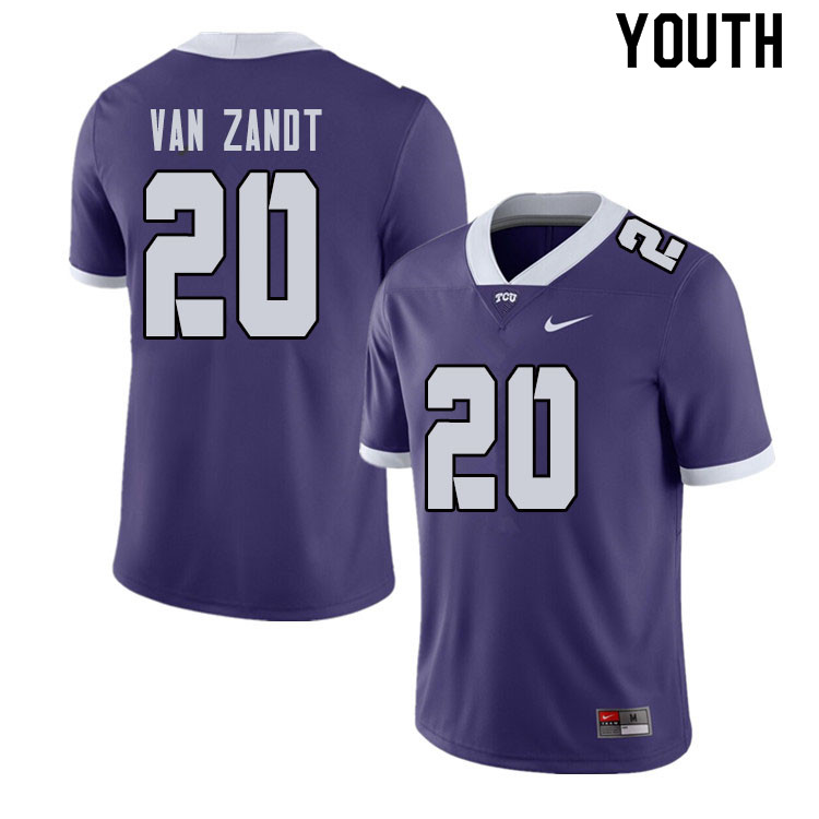 Youth #20 La'Kendrick Van Zandt TCU Horned Frogs College Football Jerseys Sale-Purple